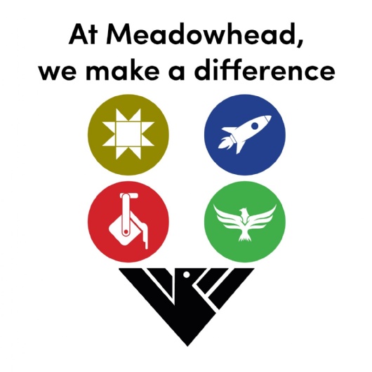 school logo with text saying at Meadowhead we make a difference